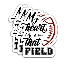 (3PCS) Football Stickers - My Heart is on That Field - Waterproof Vinyl Decal for Laptops, Tumblers, Water Bottles, Sports Stickers for Football Players & Teams - 3" x 2.4"