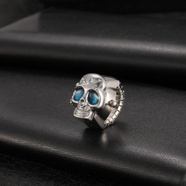 Silverora Skull Finger Watch Men Women Punk Flip Open Quartz Analogue Ring Watches Adjustable Men's Watch Women's Watch, I, Unique