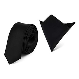 Ladeheid Men's Narrow Tie and Pocket Square Set SP/P (150 cm x 5 cm, 22 cm x 22 cm) -