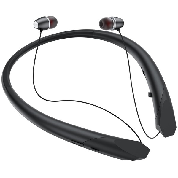 Neckband Bluetooth Headphones, Retractable Headset Wireless Bluetooth Earbuds with Microphone,