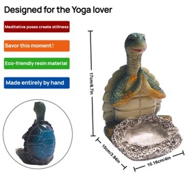 CNPOLOOK Cenicero y decoración de tortugas Zen | Estatua de tortuga de resina azul de meditación de 6.5 pulgadas | Decoración de computadora de doble uso para el hogar y la oficina | Regalo único para