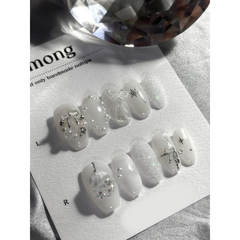 [Year-end nail high quality] White Christmas - Coffin Egg /