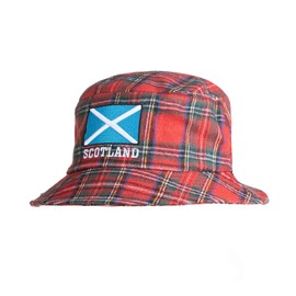 Beyond Happy Scotland Tartan Bucket Hat - Scottish Saltire Sun Hat - Tartan Bucket Hat Unisex 100% Cotton Multicolour