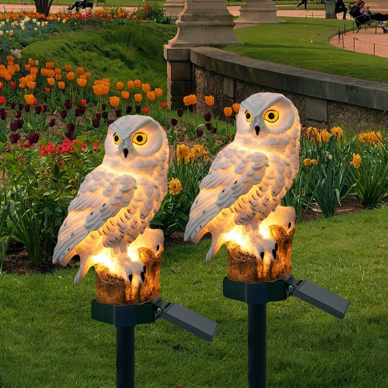 DOUBLE 2 C Solar Garden Light Outdoor, Owl Solar Garden