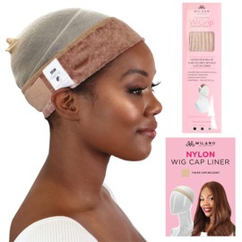Peluca de terciopelo de Milano Collection con 9 fundas de nailon antideslizantes, mantiene la peluca asegurada – evita dolores de cabeza y pérdida de cabello, Bronceado, Talla única