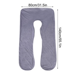 LNGJIN U-shaped pillowcase for pregnancy pillow, 140 x 80 cm, maternity pillow replacement cover, machine washable, U-shaped pillowcase, full body maternity pillow replacement cover, grey