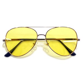 MERRY PLEASURE TY3561 Date Glasses, Teardrop Aviator, Light Color Lens, Light Color, Men's, Women's, UV Protection, Golden x Lt. YELLOW