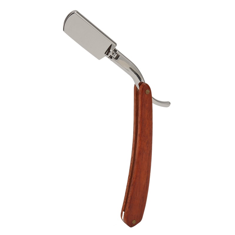 Folding Manual Straight Clipper Wooden Handle Barber Foldable Manual Beard
