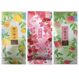 TA-FU SET of 3 Pack Japanese TA-FU Green Tea Bags (Yuzu Citron, Sakura & White Peach)