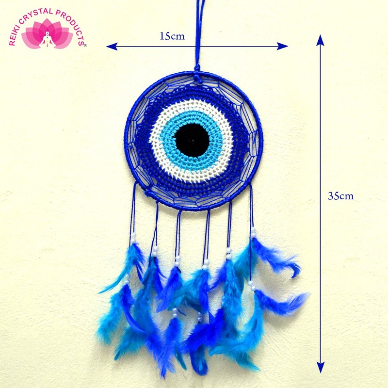 Reiki Crystal Products Evil Eye Dream Catcher Wall Hanging for