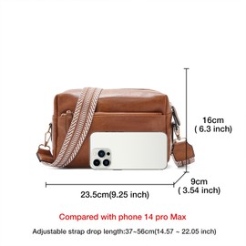 FOXLOVER Small Crossbody Bags for Women Triple Zip Cell Phone Purses Leather Handbag with Colored Shoulder Strap