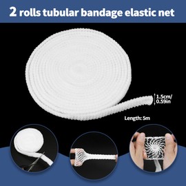 2 Rolls 11 Yard Tubular Bandage, 0.6 Inch Elastic Net Bandages, Wound Dressing Elastic Mesh Net, Tubular Gauze for Arm Wounds Without The Use of Adhesive Tape (5 M)