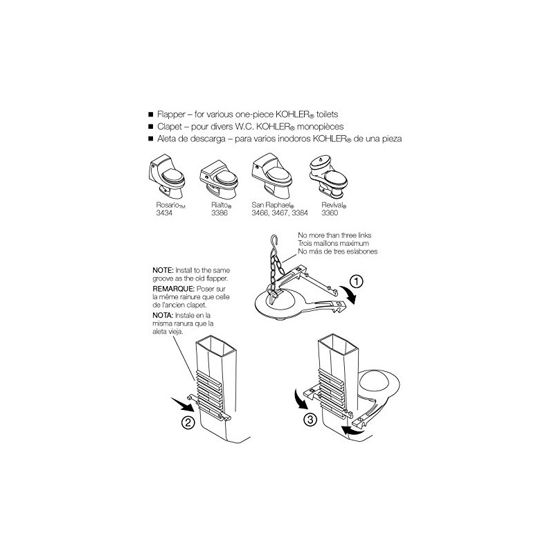 KOHLER GENUINE PART K-GP84995 FLAPPER Toilet Flapper, Hinge, 2" hinge