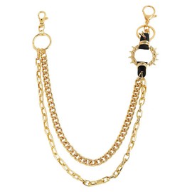 PINKPIN Unisex Punk Chains for Pants, Heavy Duty Belt Chains Hip Hop Trousers Jeans Chain with Lobster Clasps for Wallet Keys Gold
