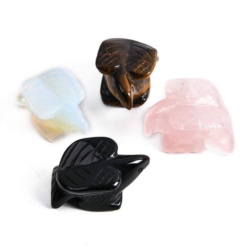 YGLINE Gemstone Crystal Animal Totem Spirit Stone Figurine (Eagle-Rose Quartz)