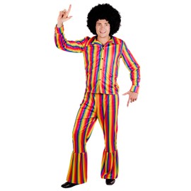 Fun Shack Disfraz Hippie Hombre Multicolor, Disfraces Halloween Hombre Talla XL