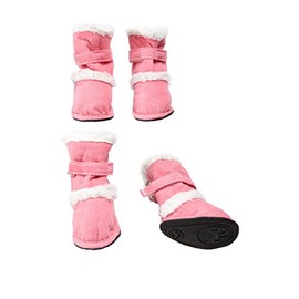 Pet Life DPF08334 Duggz Snuggly Shearling Dog Boots, Medium, Pink/White