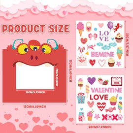 Ferraycle 30 Packs Valentines Day Gifts 30 Pictures Frame Craft and 12 Sticker DIY Monster Photo Frame Craft Kit for Valentines Party Exchange Gifts