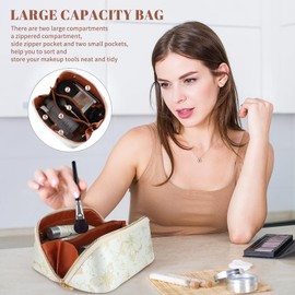 KEYPOWER Large Capacity Cosmetic Bag with Butterfly Pattern Travel Makeup Bag Portable Toiletry Bag with Handle for Women, White, Large Capacity Travel Makeup Bag