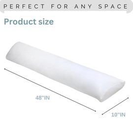 Body Pillow for Side Sleeper, 9x48 Inches Full Body Pillow with Cover, Made with Soft Material and Filled with Polyester for Adults, Adjustable Inner Core, (Pillow with White Cover)