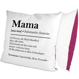 glitzertassen.de® | Mum Definition | Cushion with Saying | Gift | Mother's Day | Cushion with Print | Love | Decorative Cushion | Photo Cushion | Cuddly Cushion | White/Purple