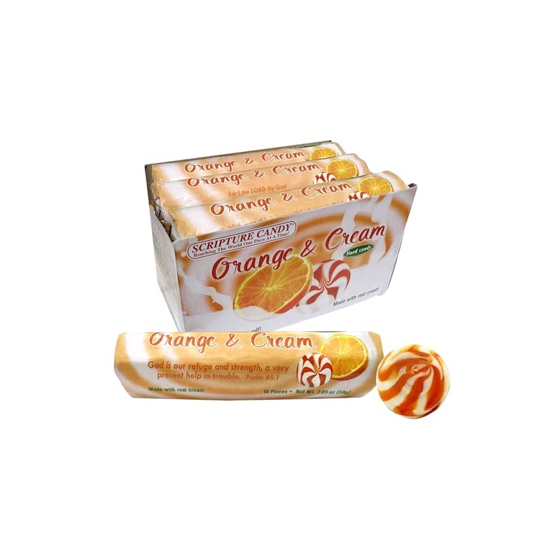 Scripture Candy, Orange and Cream Hard Candy Rolls, 9 Count