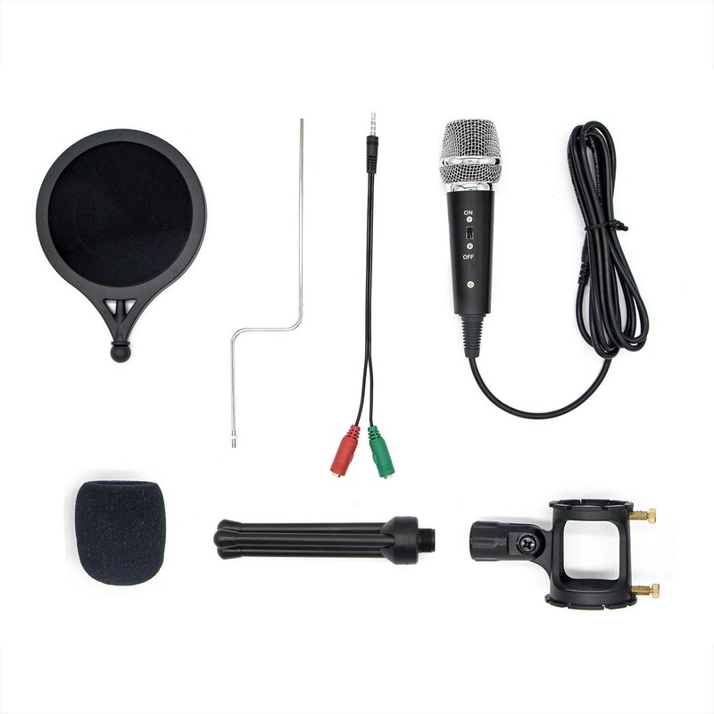 Condenser Microphone, Karaoke/Smartphone Microphone, Tabletop Microphone, Podcast, Omnidirectional, Mini Microphone,