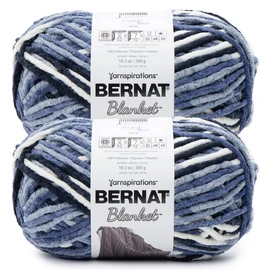 Bernat Blanket BB Faded Blues Yarn - 2 Pack of 300g/10.5 oz - 100% Polyester - #6 Super Bulky - 220 Yards - Knitting/Crochet
