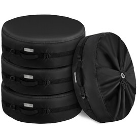 Explore Land Seasonal Tire Cover - Spare Tire Bag with Handle, Heavy Duty Winter Wheel Storage Tote Against Dust and Scratches, 4 Pack (Fits Diameters 29''-31.75'', Black)