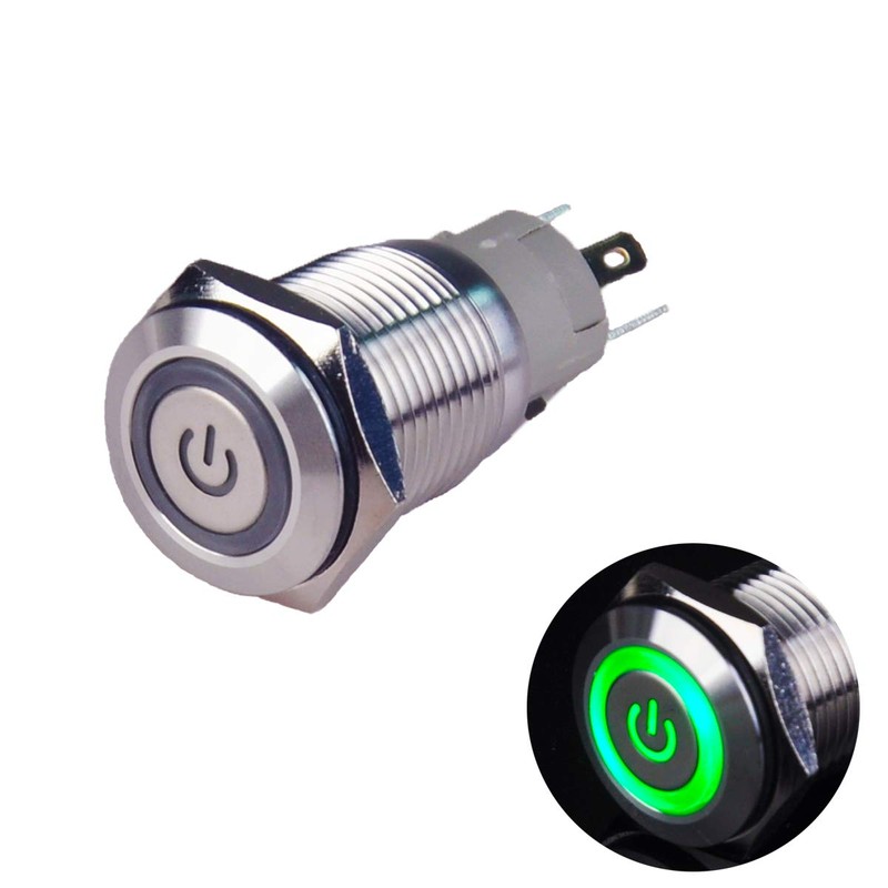 Hosiakly Locking Push Button Switch Alternate Power Mark LED Ring