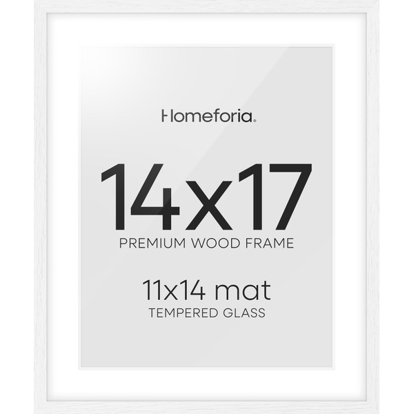 Homeforia 14x17 Picture Frame White, High End Oak 14x17 White