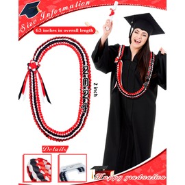 Cindeer Silk Graduation Leis 2024 Grad Embroidery Number Patch Set for High School College Graduation DIY Decor Party Supply(Black, Gold)