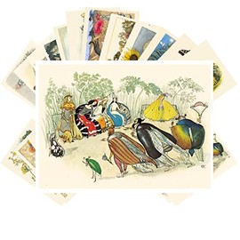 PIXILUV Vintage Postcards (24 pcs 4"x6" ea) Paintings of Flower Fairy Inspired People in the Garden Vintage Postcards Retro Greeting Card Book Illustration Reprint