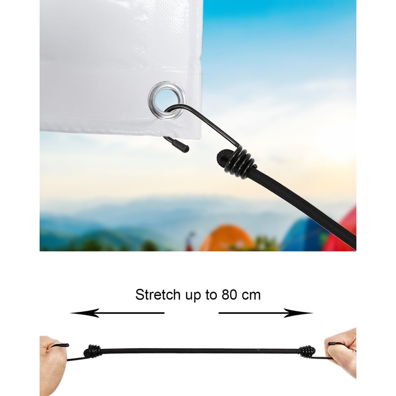 20 Pcs Heavy Duty Tarp Clips with Bungee Cord Hooks,