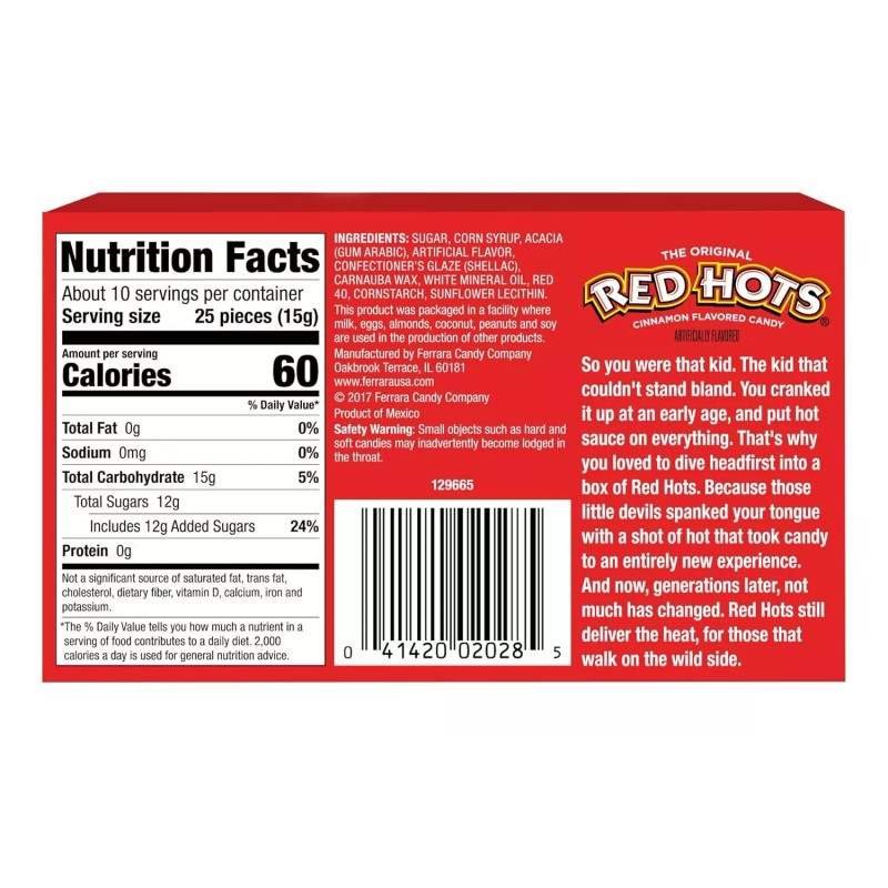 Wonka Red Hots Cinnamon Candy Pack Of 12 Fiery Sweet