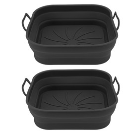 2 PCS Fryer Silicone Basket Nonstick Silicone Pot Fryer Liners Accessories with Handle Black
