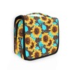 pnyoin Hanging Toiletry Bag for Women Teal Art Floral Sunflower