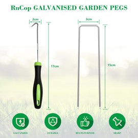 RnCop Galvanized Garden Pegs, 50 Pack 6"/15cm Weed Membrane Pegs, Strong U-Shaped Ground Stakes Steel for Fixing Landscape Fabric