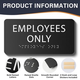 Employees Only and Staff Only Signs for Office – Professional Business Signage for Commercial Use Strong Adhesive for Easy Installation, Matte Black and Brushed Silver, Multiple Sizes