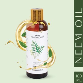 Sage Apothecary 100% Pure & Natural Premium Neem Oil for Hair Growth & Healthy Skin | Healing Dry & Damaged Hair | Pack of 100ML