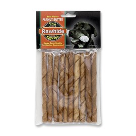 The Rawhide Express Peanut Butter Stick Dog Chew, 3/8 By 5-Inch, 10-Pack