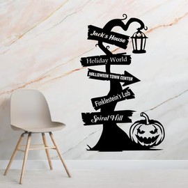 Nightmare Before Christmas Pathway Signage Cartoon Wall Sticker Art Decal for Girls Boys Room Bedroom Nursery Kindergarten House Fun Home Decors Stickers Wall Art Vinyl Decoration Size (14x20 inch)