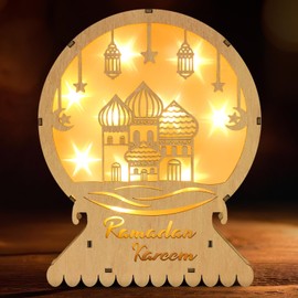 Giftota Ramadan Decorative Lamp, Ramadan Decoration Made of Wood, 3D Moon Star Eid Mubarak Decoration, Islam Decoration, Ramadan Mubarak Decoration Gifts