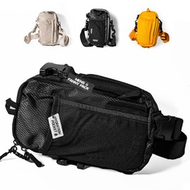 RAVERUNNER® Modular Fanny Pack & Anti-Theft Sling Bag for Men - Waist Bag with 8 Secure Pockets | Fanny Pack Men, Anti Theft (BLACKOUT)