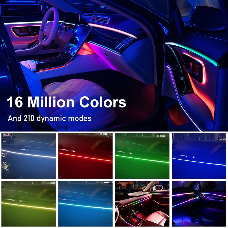 Ambientebeleuchtung Auto, 2 In 1 LED Innenbeleuchtung 110cm+35cm, 168LEDs RGB