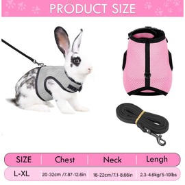 2 Pcs Rabbit Harness,Kitten Harness,Adjustable Rabbit Harness and Lead Set,Rabbit Clothes,for Small Animal Pets Kittens Walking(Grey 、Pink)