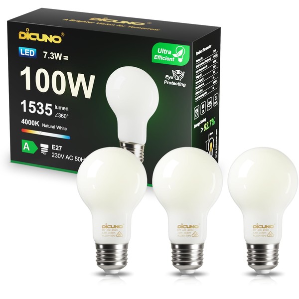DiCUNO Edison LED Bulb E27, Classic Ultra Efficient Bulb, A