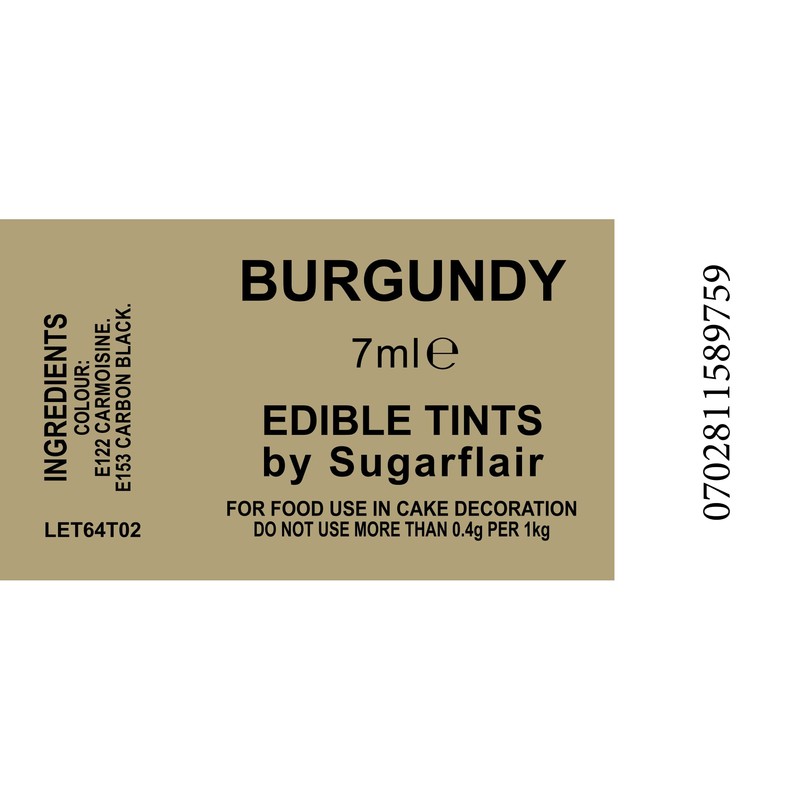Sugarcraft Sugarflair Colour Blossom Tint Powder Dust Burgundy 7ml