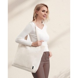 Prite Corduroy Tote Bag for Women Large Shoulder Bag with Zipper and Pockets for College School Work Travel Shopping (Leopard Print)