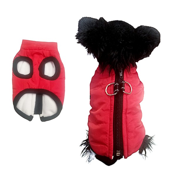 Waterproof XXS Dog Coat Padded Fleece Zip Up Coat Chihuahua